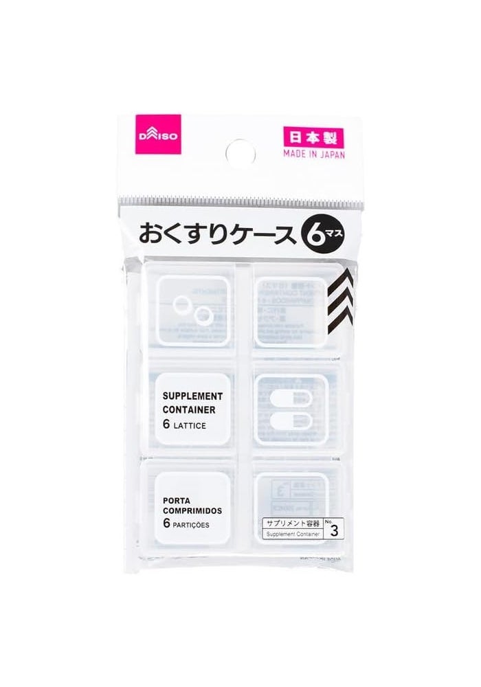 Daiso 6 Partition Pill Case - White